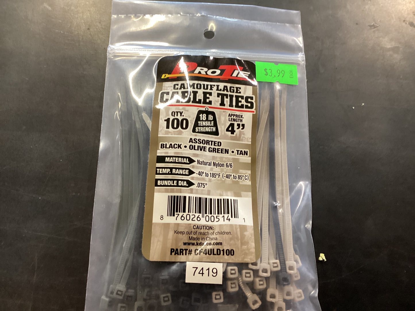 4" 100PK ASST. CAMO-4"