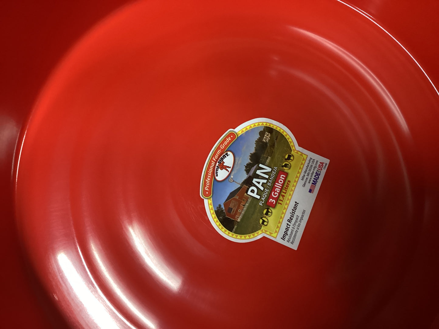 3 gal Red Plastic Pan