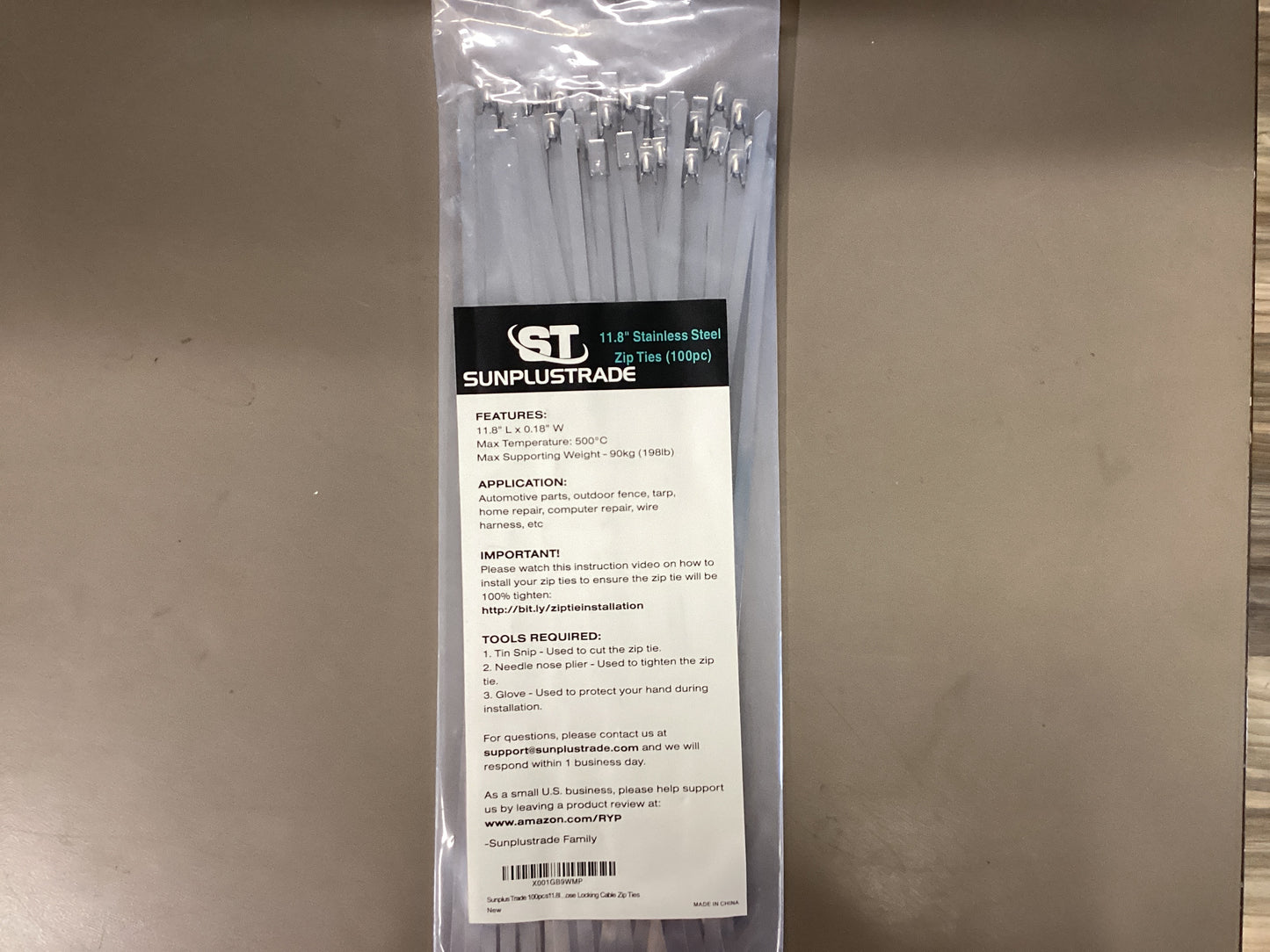 11.8” Stainless Steel Zip Ties