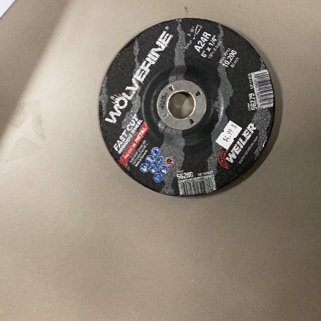 Wolverine 6” x 1/4” grinding wheel