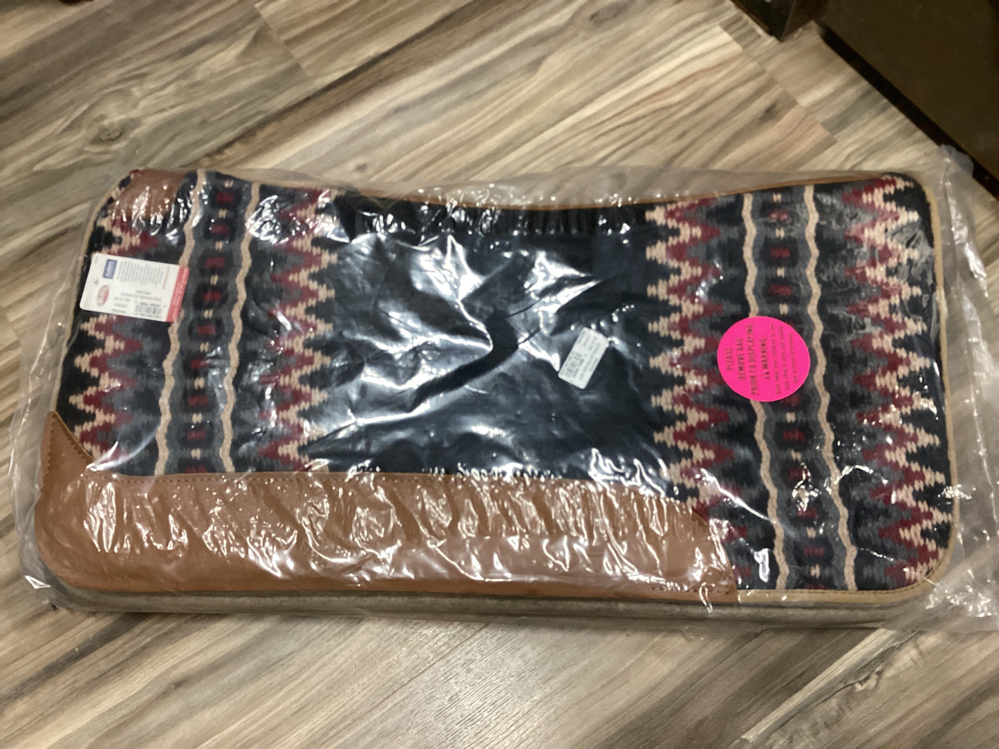 New Zealand Wool Saddle Pad 31”x32” Red/Charcoal/Black