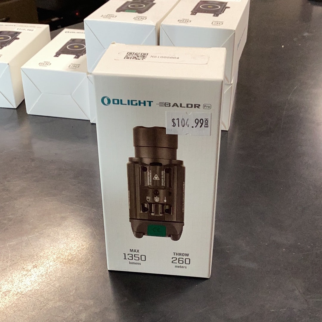 Olight Baldr Pro 1350lm Weapon Light, Green laser w/ Tan