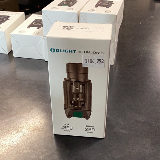 Olight Baldr Pro 1350lm Weapon Light, Green laser w/ Tan