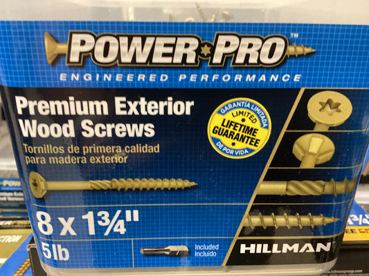 8”x1-3/4” Exterior Screws