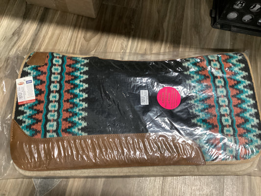 New Zealand Wool Saddle Pad 31”x32” Teal/Rust/Black