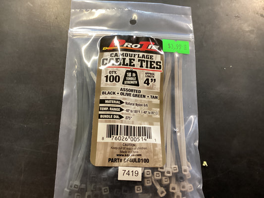 4" 100PK ASST. CAMO-4"