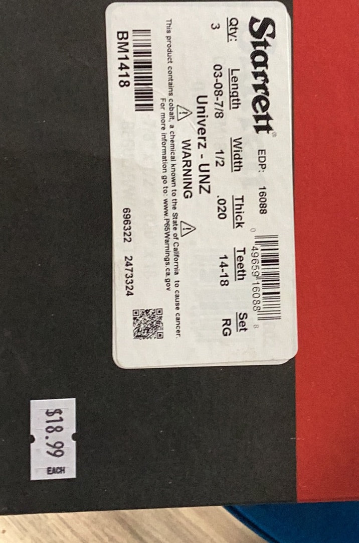 Starrett 3 blades 44-7/8" 14-18
