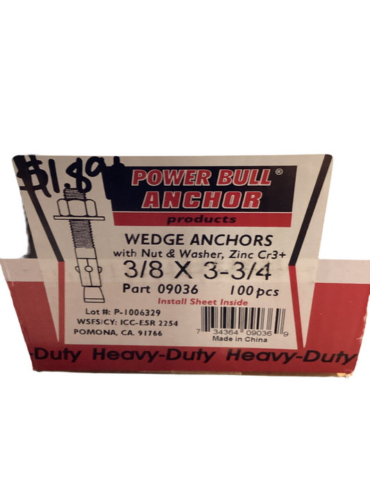 Wedge Anchor 3/8x3-3/4