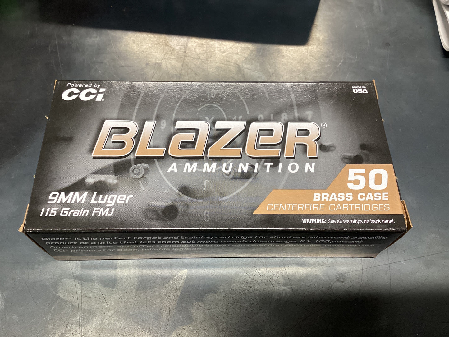 CCI Blazer Ammunition 9MM Luger 115GR 50CT