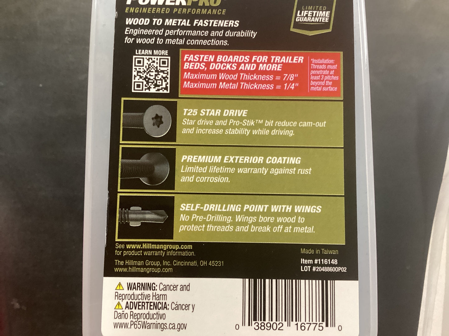 Trailer Screws 7/8 x 1/4