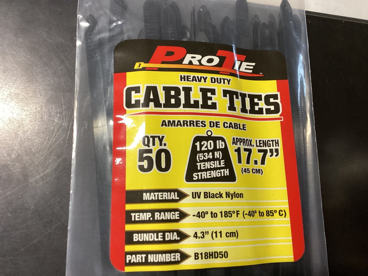 17” HD Cable Ties Blk 50pk