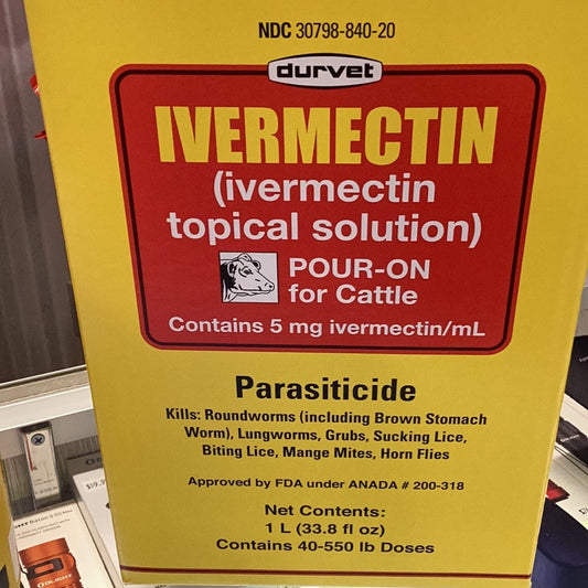 Ivermectin Pour On Parasiticide 40-550lb Doses 1LT
