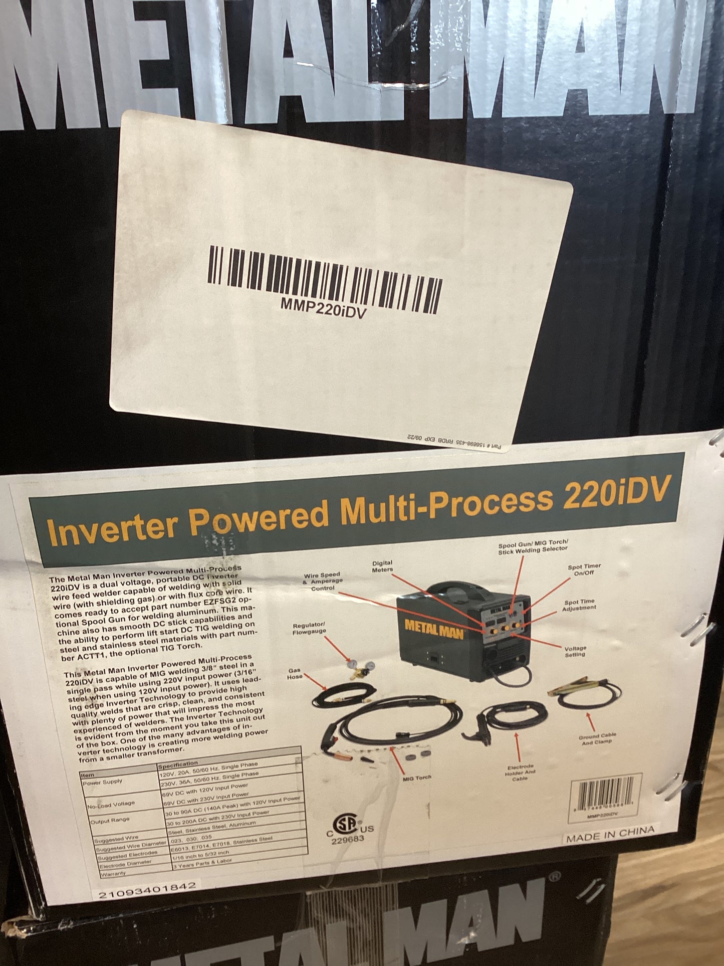 Metal Man 220A Inverter Dual Voltage