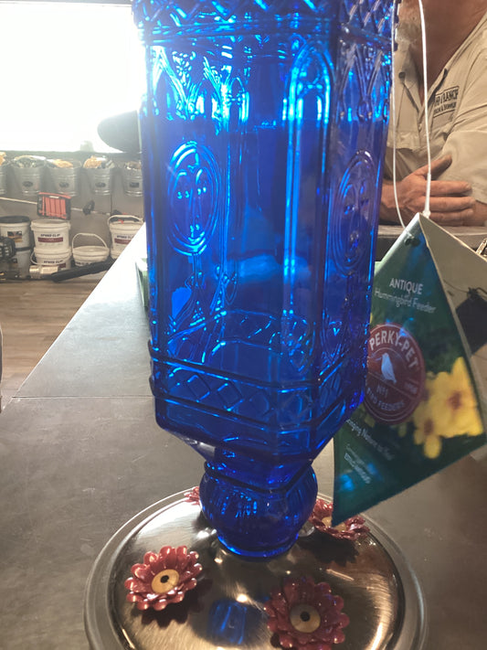 Blue Hummingbird Feeder