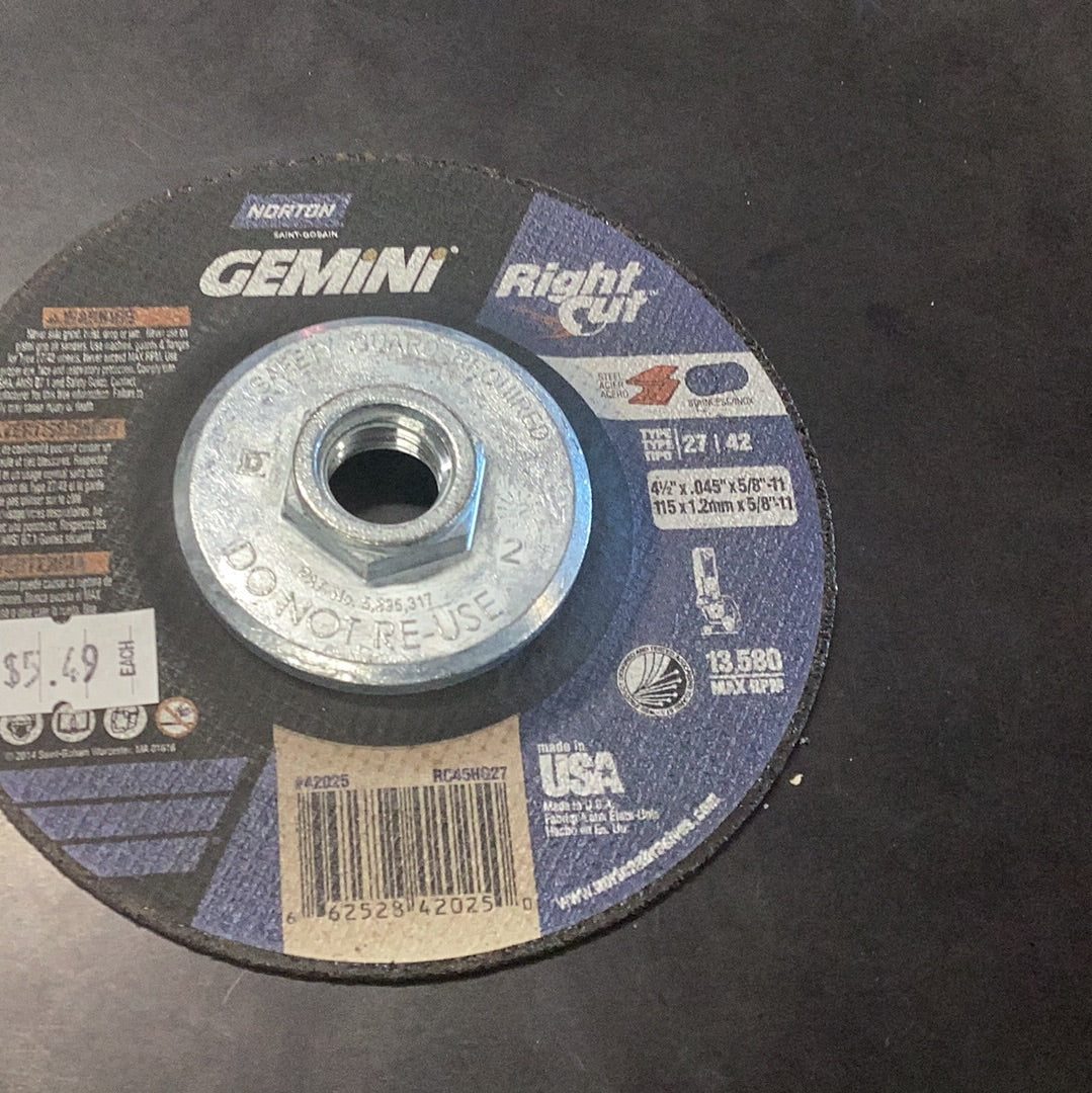 Gemini 4-1/2x5/8 Cutting Wheel