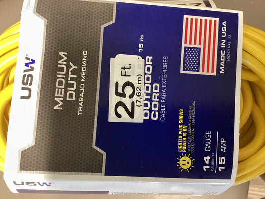 USW 25’ Ext Cord 14ga 15Amp